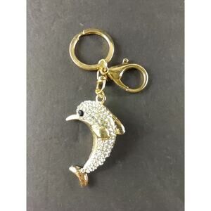 Dolphin Rhinestone Metal Keychain Purse Clip Charm
